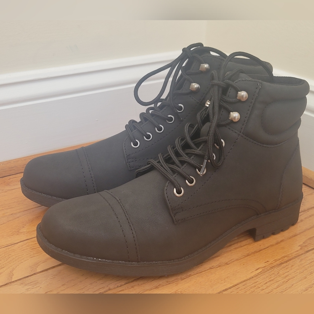 Men's 10 Sun and Stone Baker Faux Leather Lace Up Boots